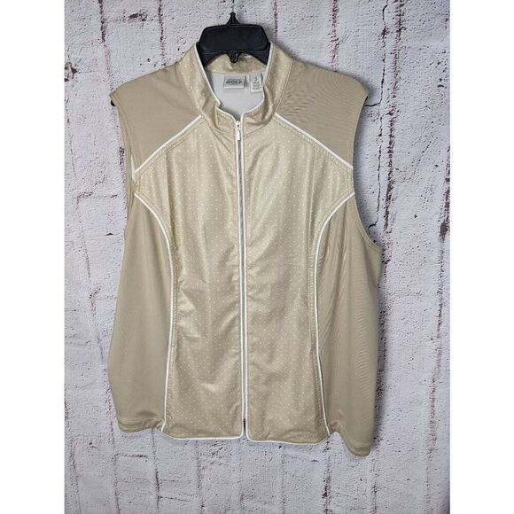 Chico's Zenergy Sz 3 / XL Extra Large Golf Gold Polka Dots Spotted Print 2 Pocke - Picture 1 of 7